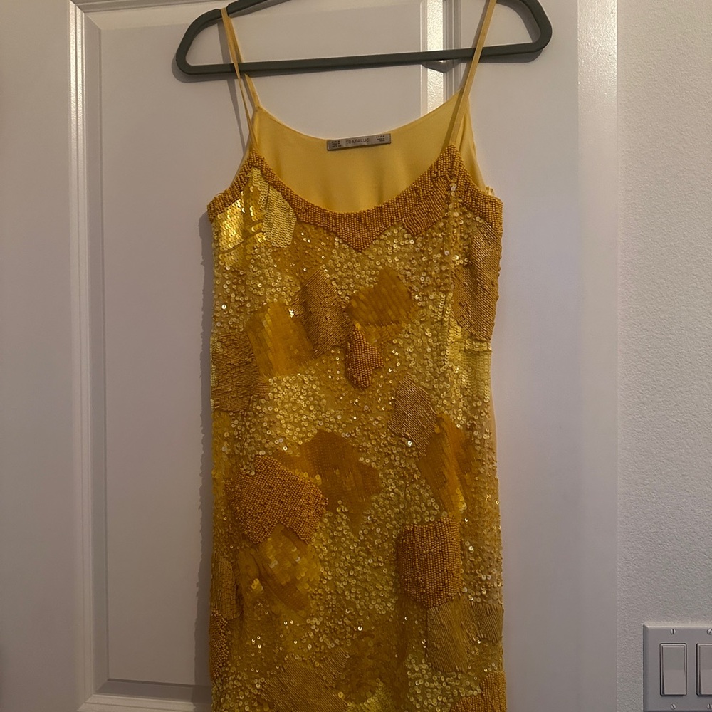 Elegant Yellow Beaded Dress